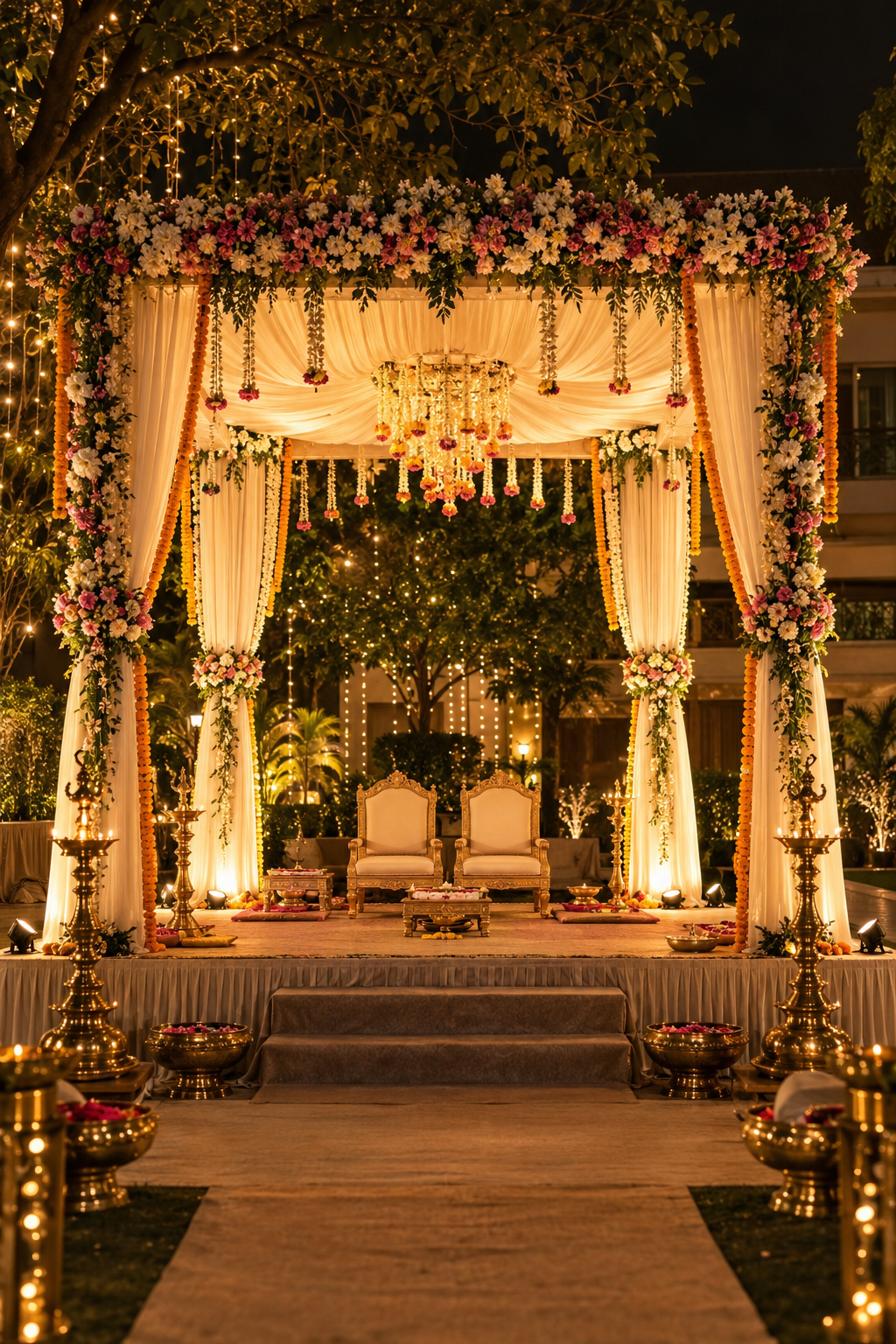 বাঘাযতীনে সন্ধ্যার আলোয় সাজানো বিয়ের মণ্ডপ
